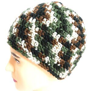Camo Beanie Unisex Adult Camouflage Hat Handmade Crochet Hand Knit Cap NWT